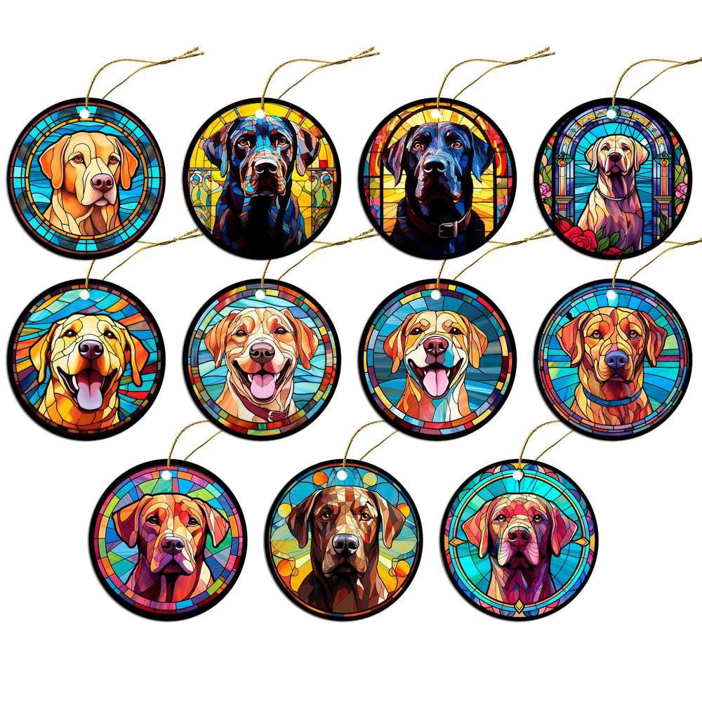 Dog Breed Christmas Ornament Stained Glass Style, "Labrador"