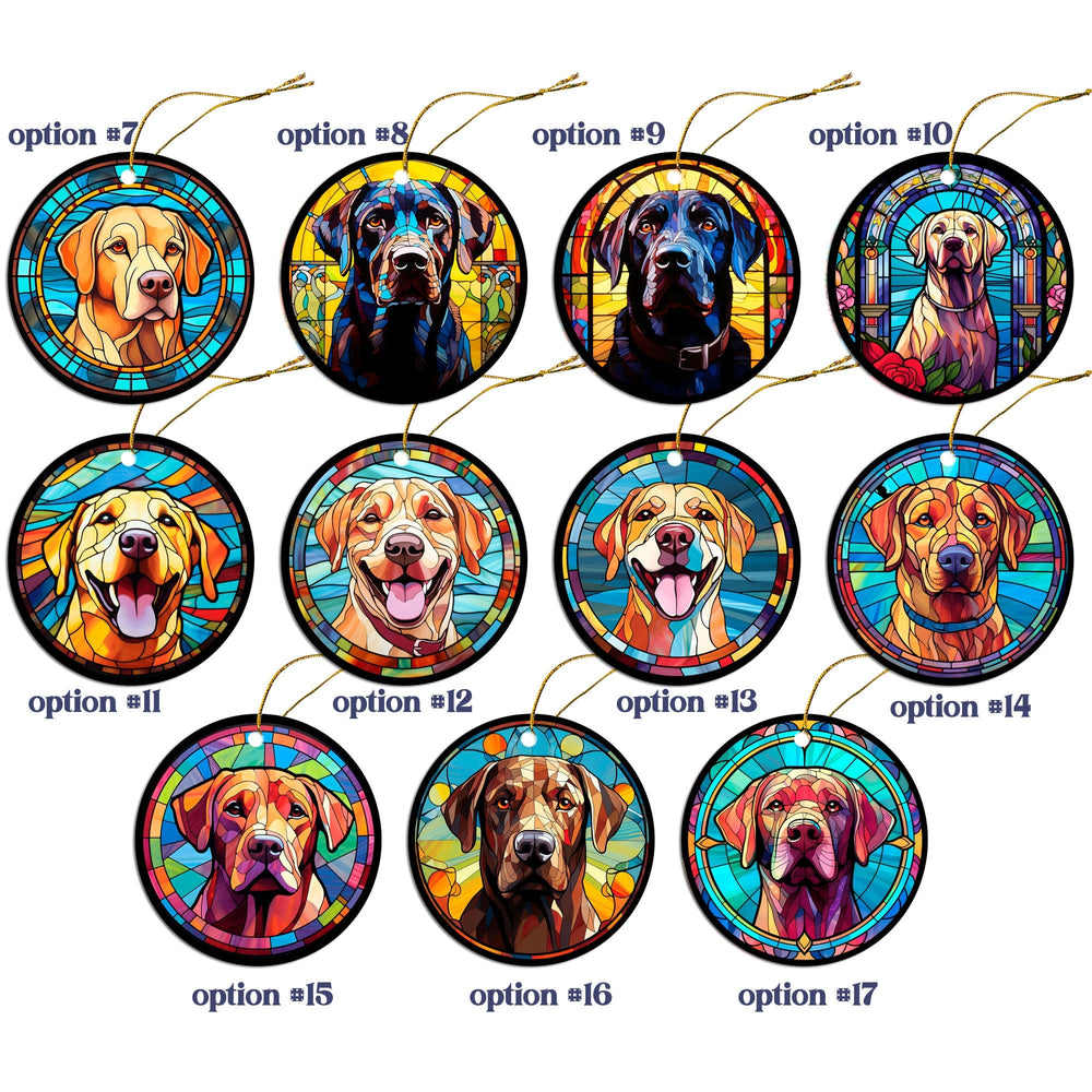 Dog Breed Christmas Ornament Stained Glass Style, "Labrador"