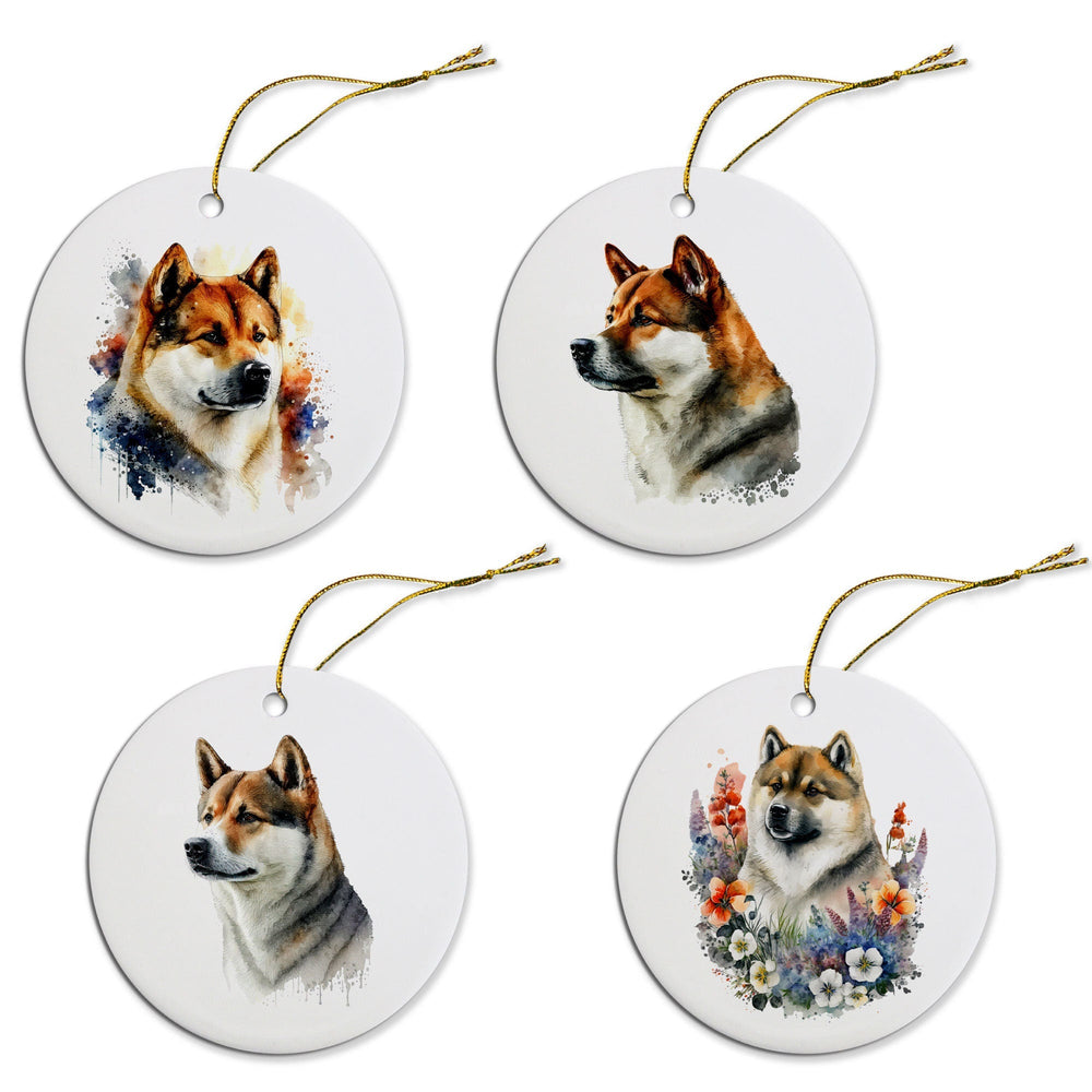 Dog Breed Specific Round Christmas Ornament, "Akita"