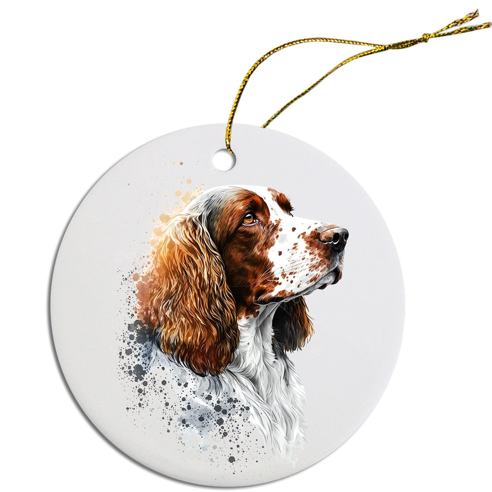 Dog Breed Specific Round Christmas Ornament, "Welsh Springer Spaniel"