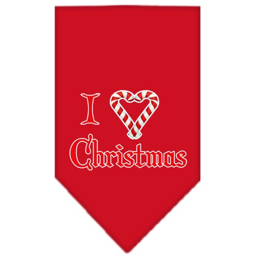 Christmas Pet and Dog Bandana Screen Printed, "I Heart Christmas"