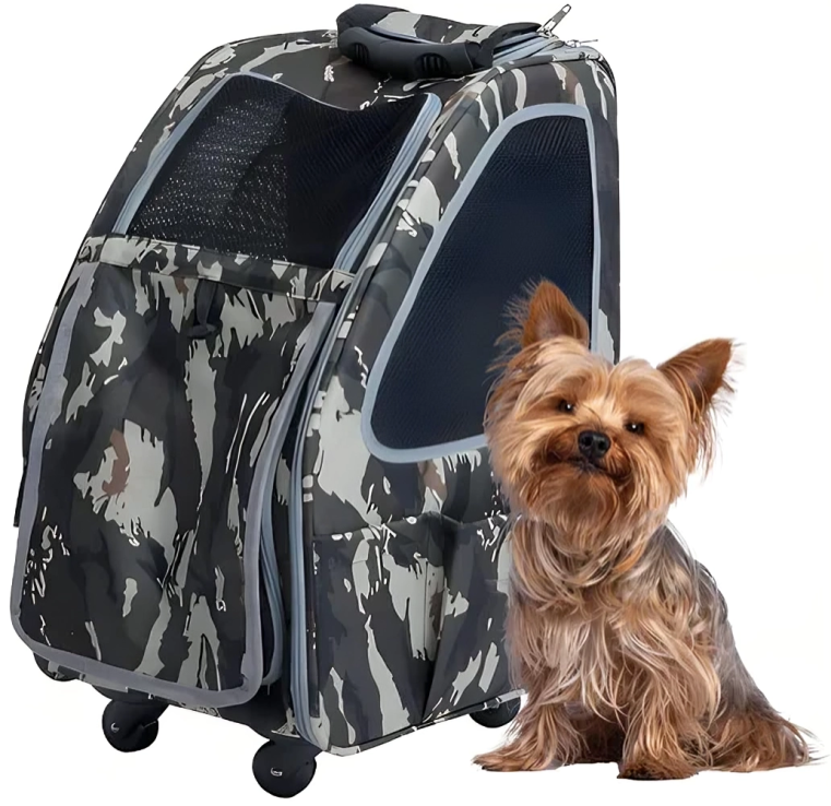 Versatile 5-in-1 Army and Pink  Camo Pet Carrier by Petique for Small Dogs and Cats: Ultimate Travel Solution