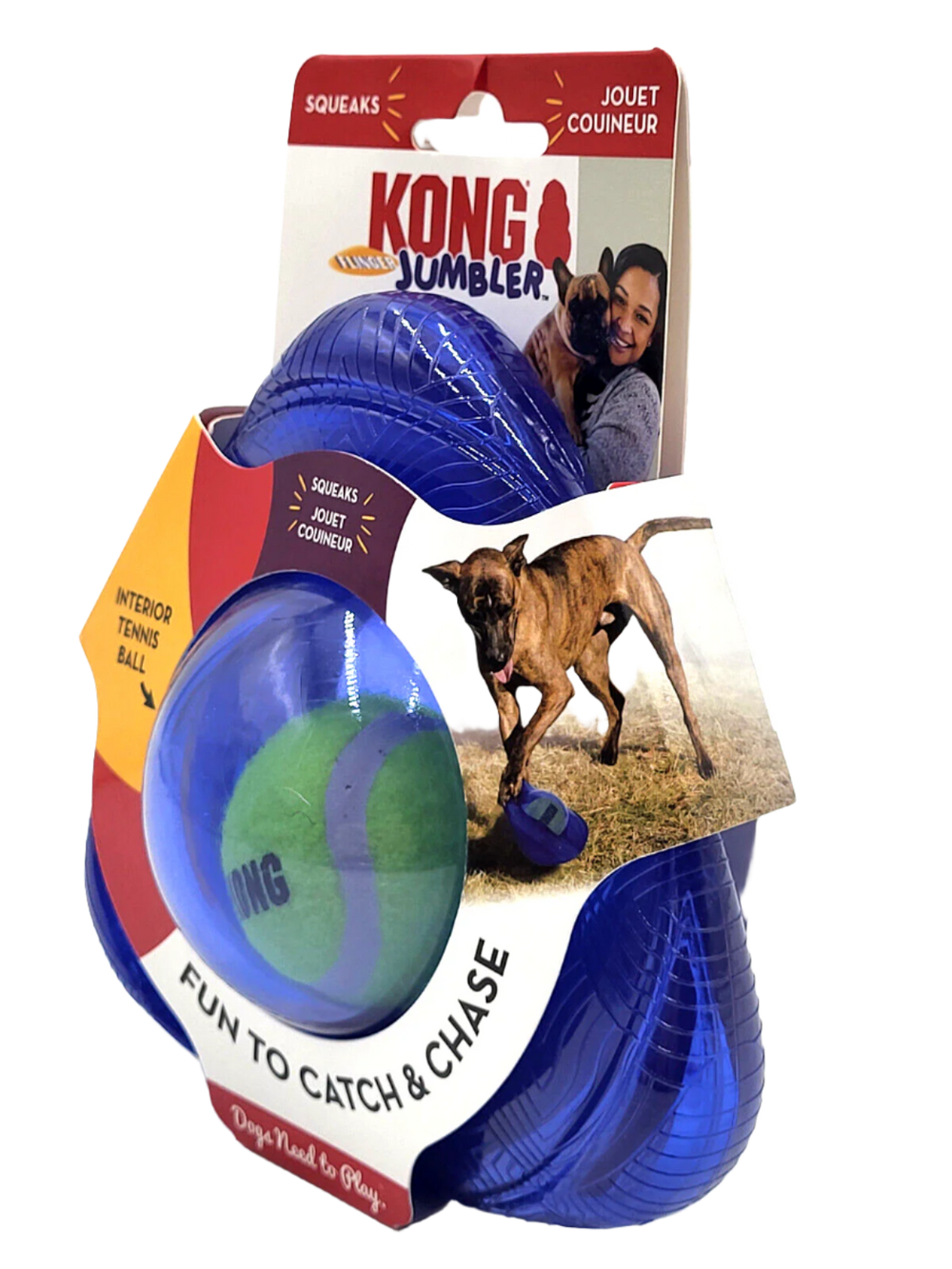 KONG Jumbler Flinger Dog Toy, Medium/Large - Durable Interactive Play