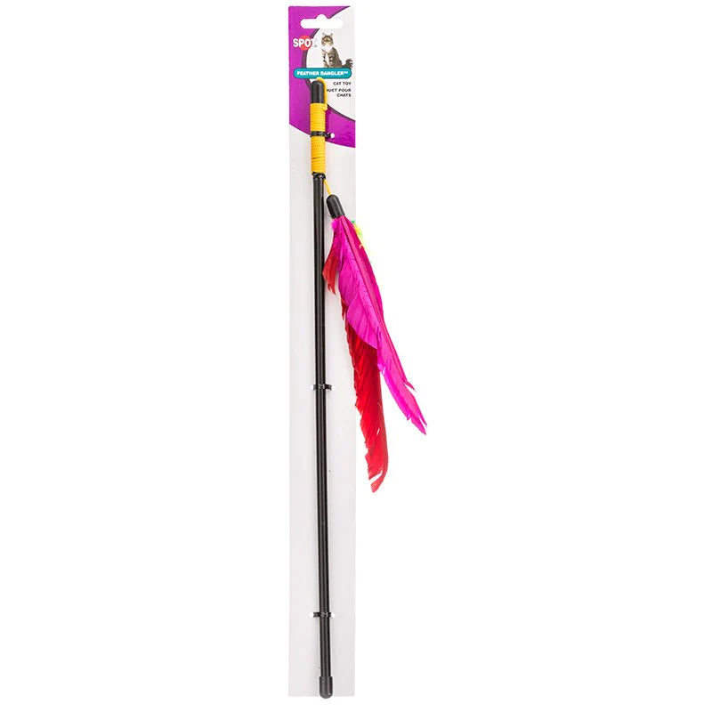 Spot Feather Dangler Teaser Cat Toy: Enticing Play in Assorted Colors for Your Feline Friend