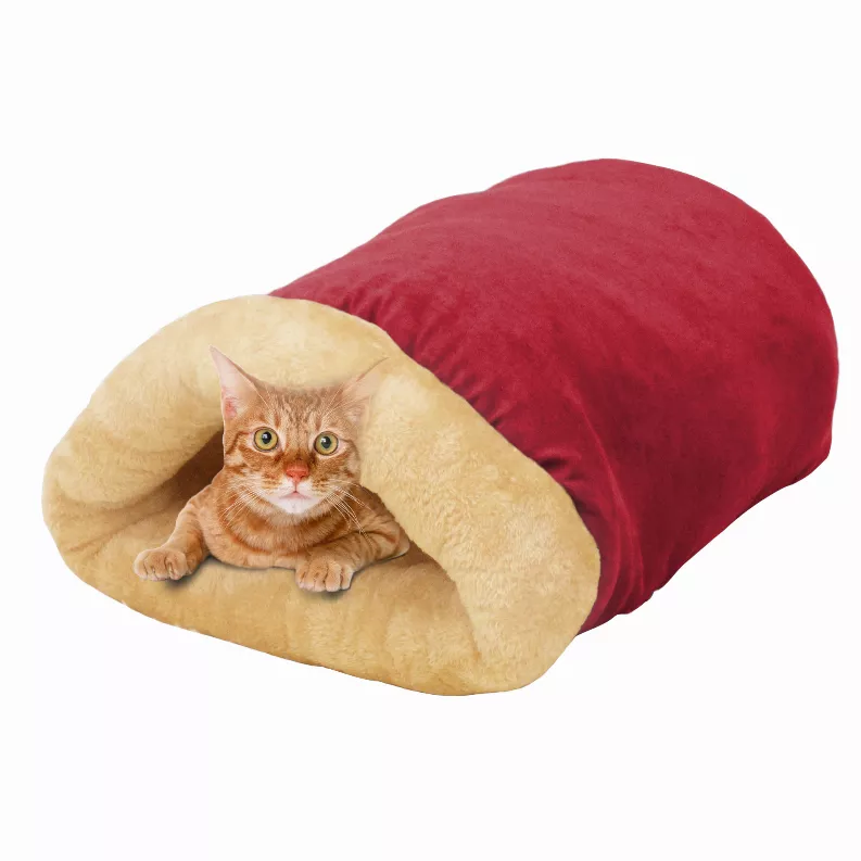 GOOPAWS Cozy 4-in-1 Self-Warming Cat Bed: Multi-Purpose Burrow, Hideaway & Cuddle Cave"