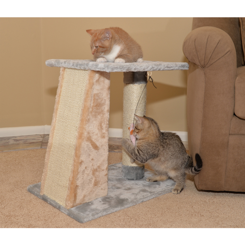 Armarkat Dual-Level Real Wood Cat Scratching Post - Sturdy Multi-Platform Scratcher for Cats