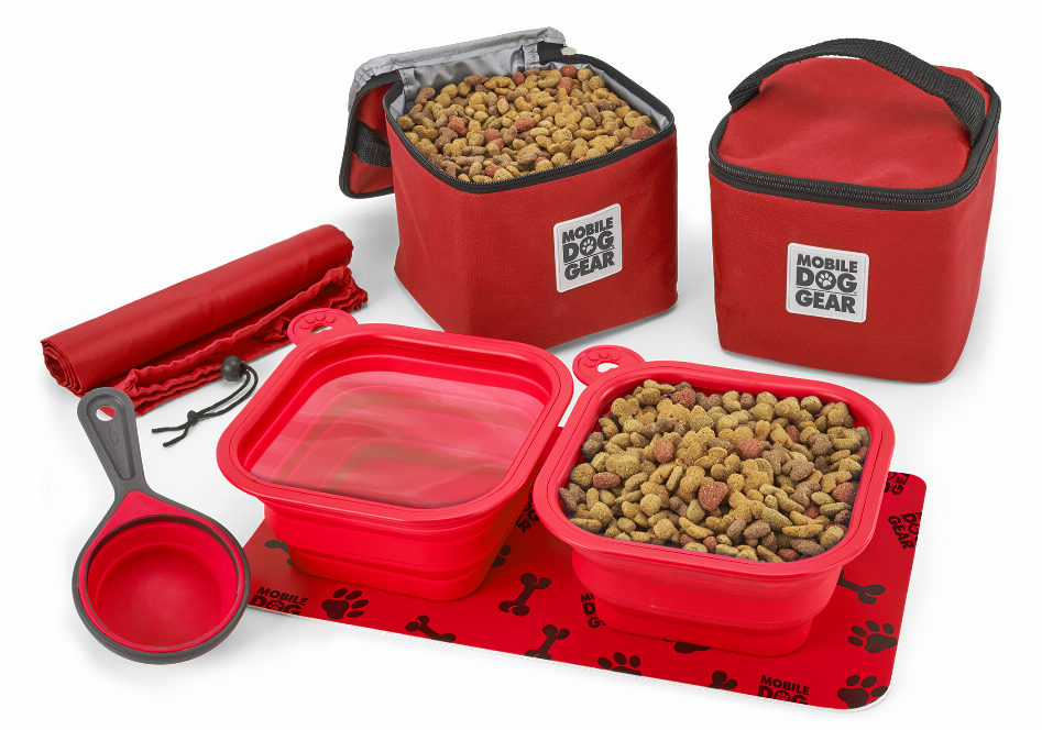 Medium/Large Dog Travel Feeding Kit - Portable Dine Away Bag by Mobile Dog Gear